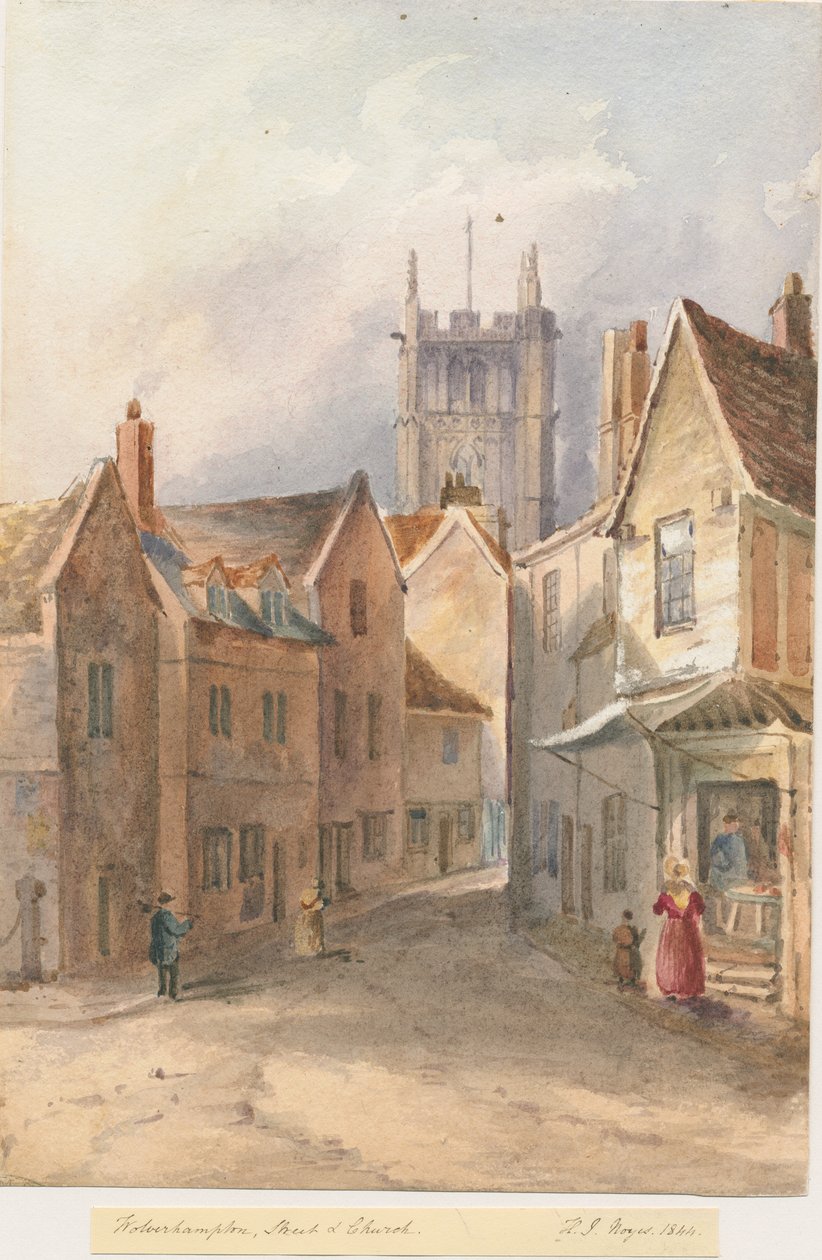 Wolverhampton - Chiesa di San Pietro: acquerello, 1844 da Henry James Noyes