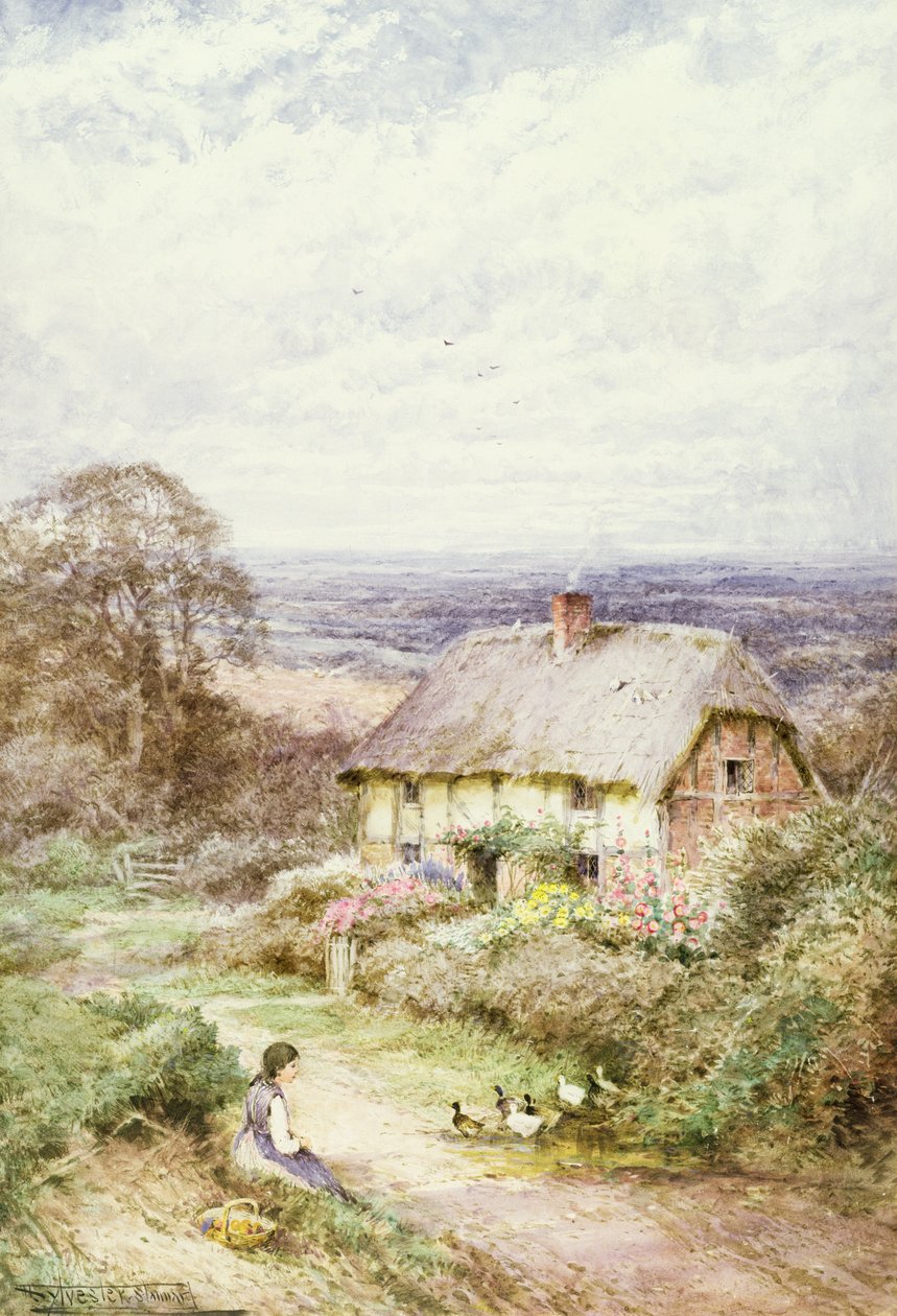 Il cottage dal tetto di paglia da Henry John Sylvester Stannard