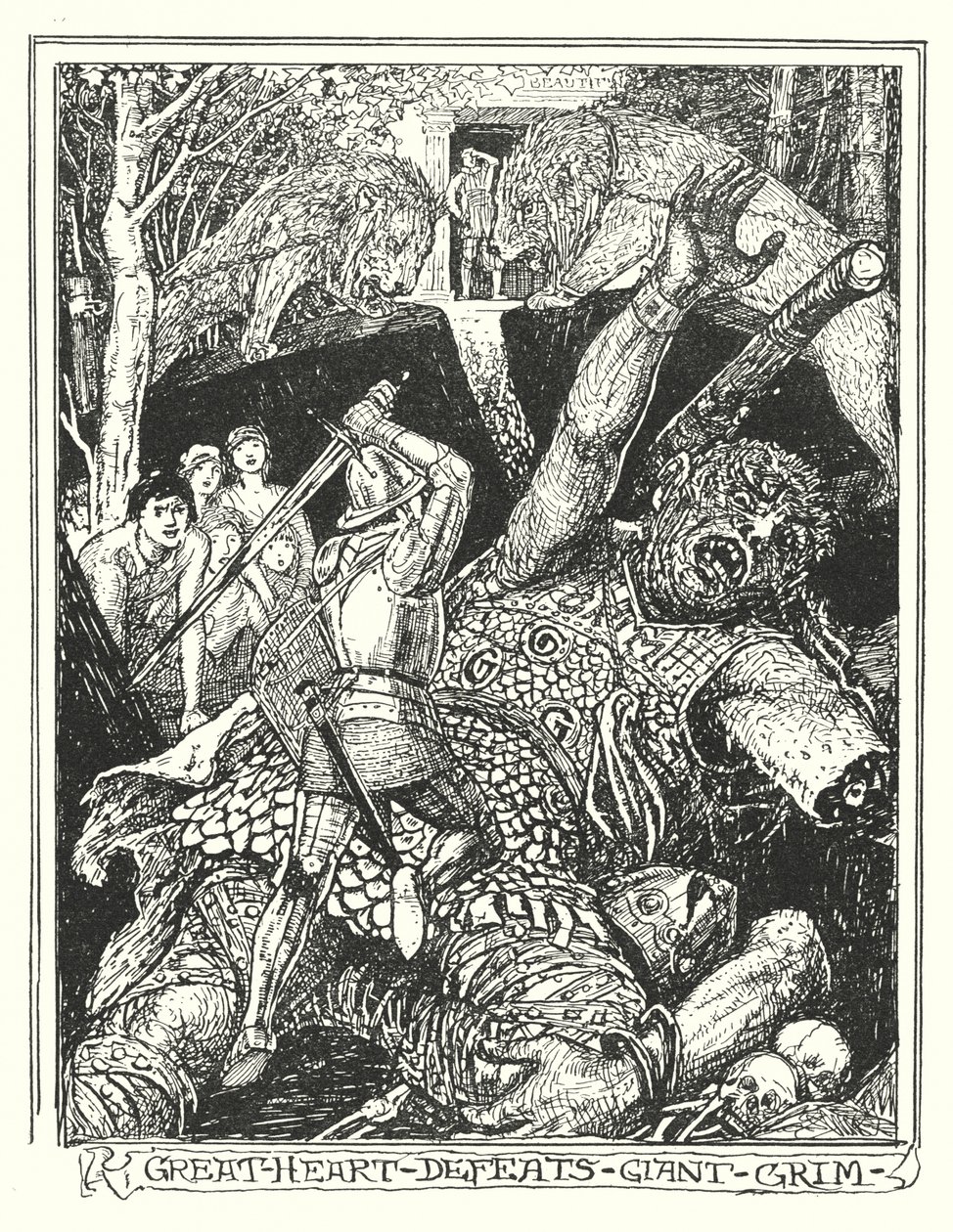 Illustrazione per Il cammino del pellegrino di John Bunyan (litografia) da Henry Justice Ford
