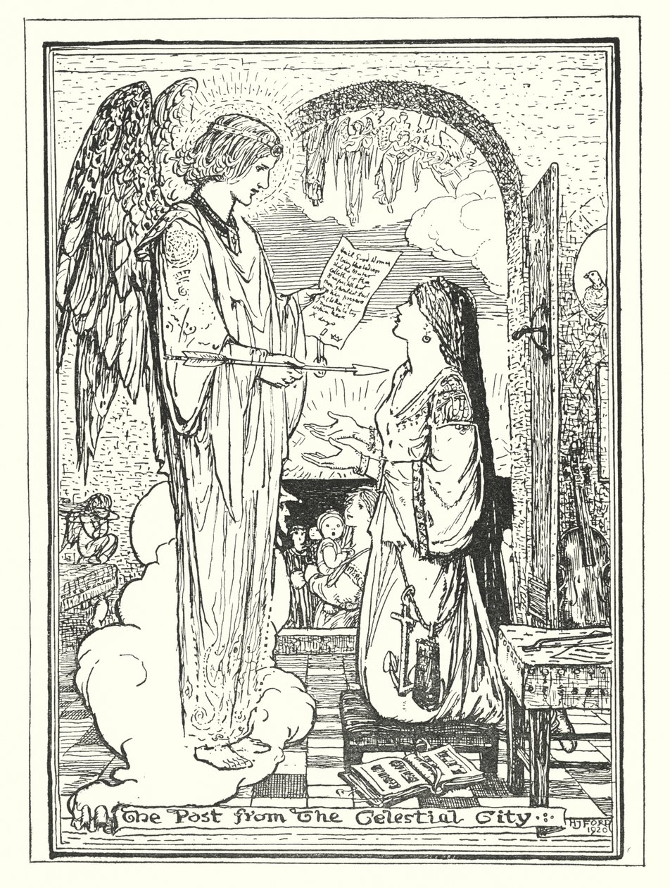 Illustrazione per Il cammino del pellegrino di John Bunyan (litografia) da Henry Justice Ford