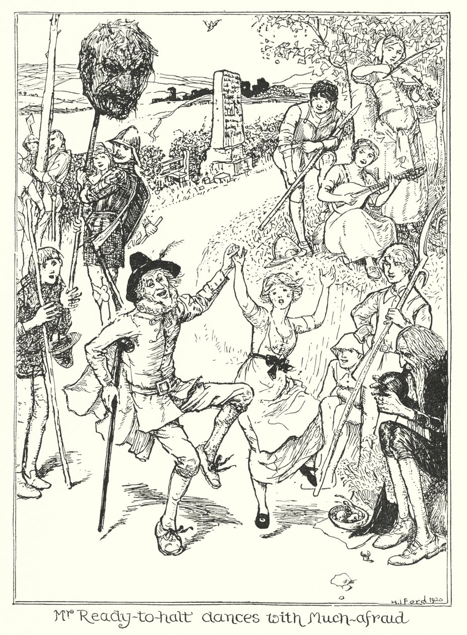 Illustrazione per Il cammino del pellegrino di John Bunyan (litografia) da Henry Justice Ford