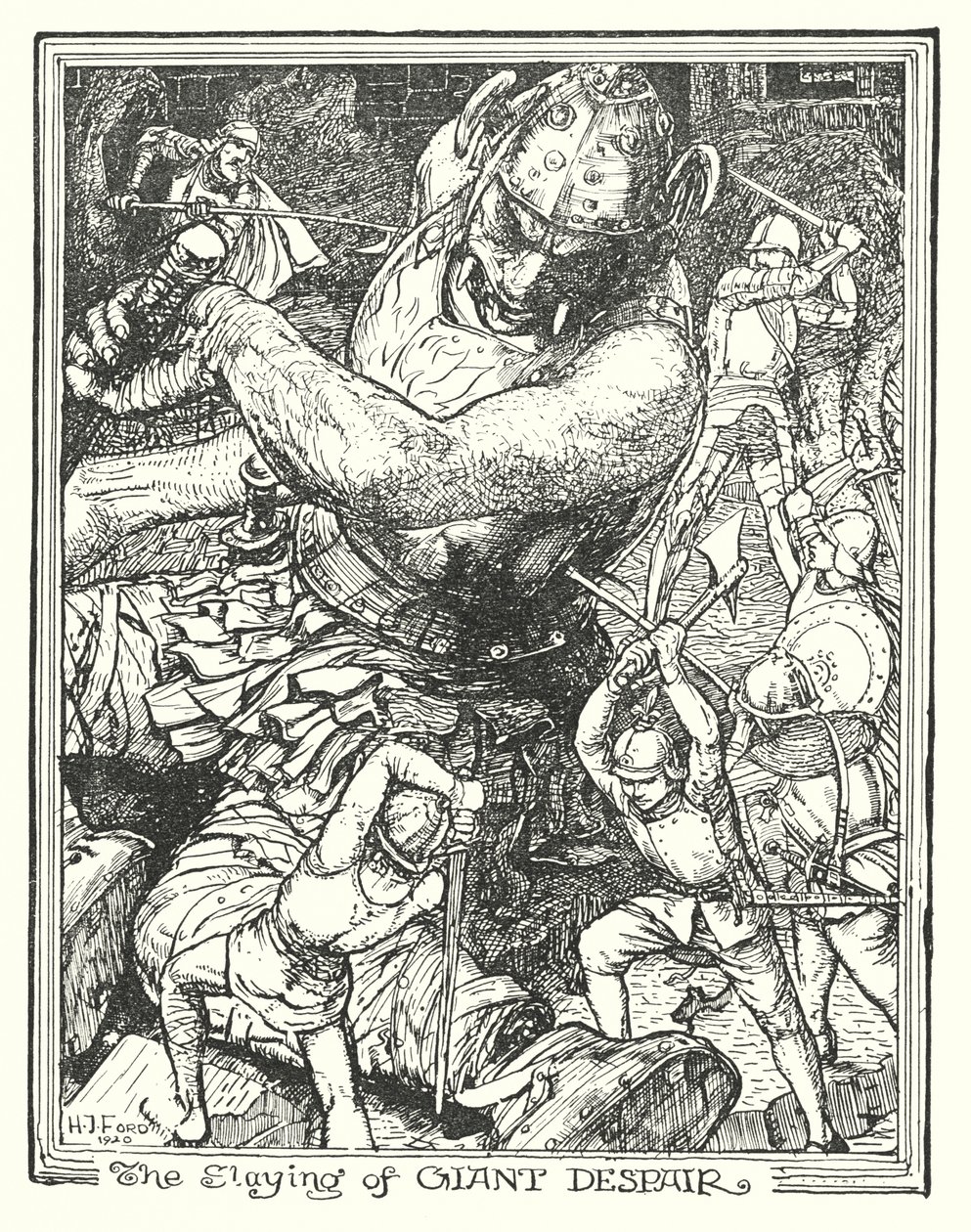 Illustrazione per Il cammino del pellegrino di John Bunyan (litografia) da Henry Justice Ford