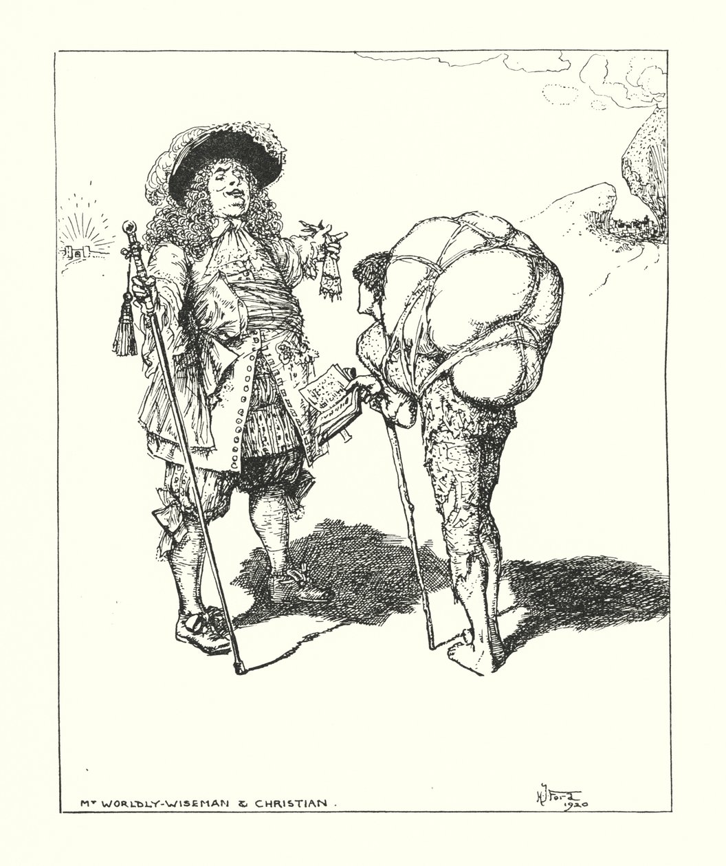 Illustrazione per Il cammino del pellegrino di John Bunyan (litografia) da Henry Justice Ford
