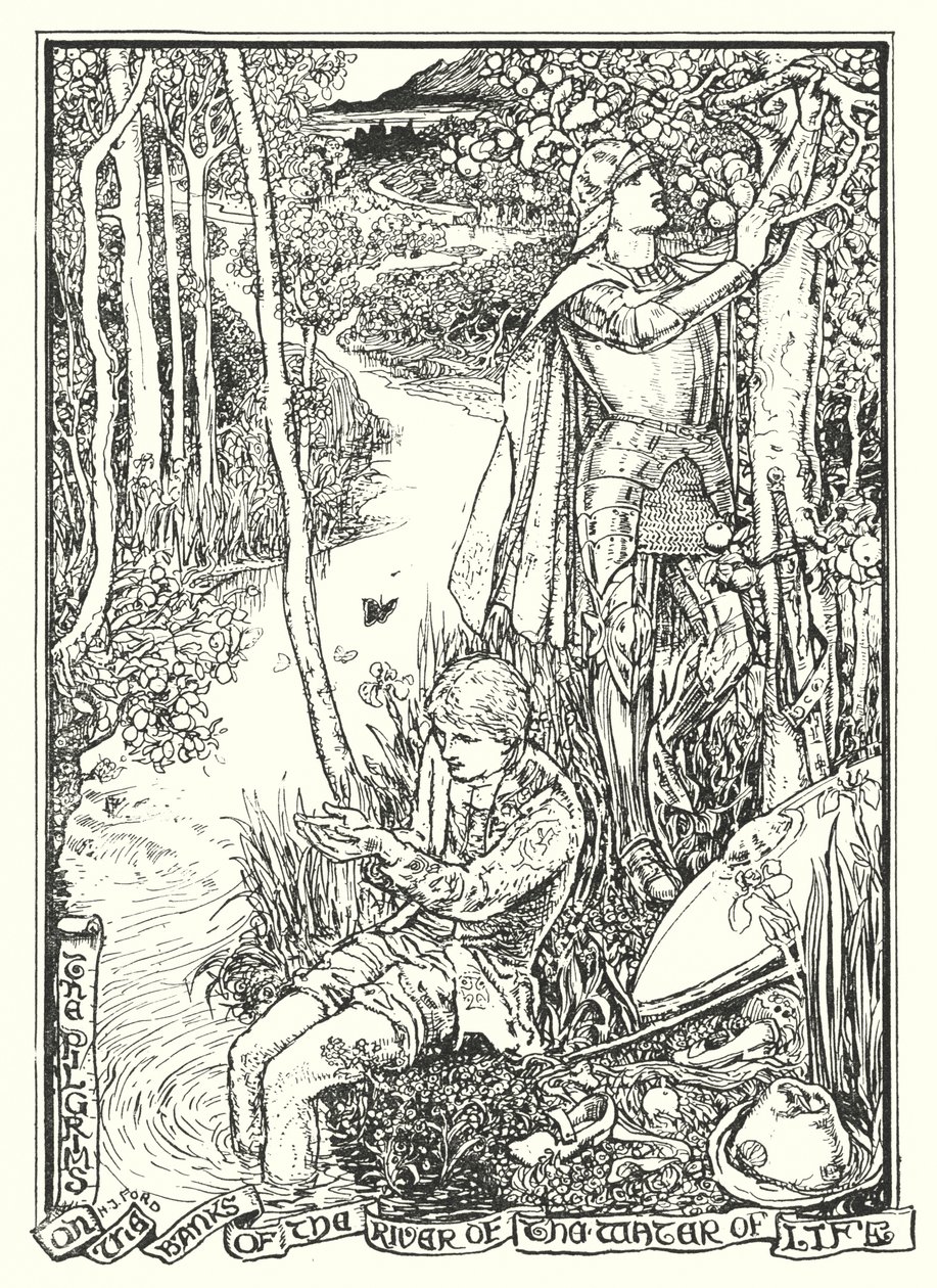 Illustrazione per Il cammino del pellegrino di John Bunyan (litografia) da Henry Justice Ford