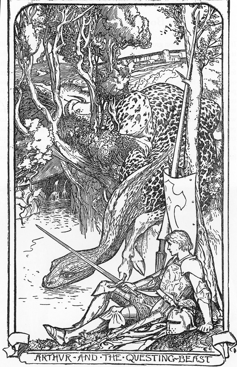 Re Artù e la Bestia Ricercante Illustrazione di HJ Ford (1860-1940) da 