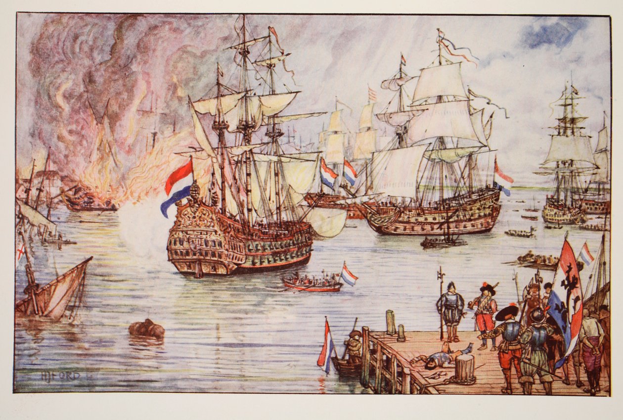 Gli Olandesi nel Medway, illustrazione da 