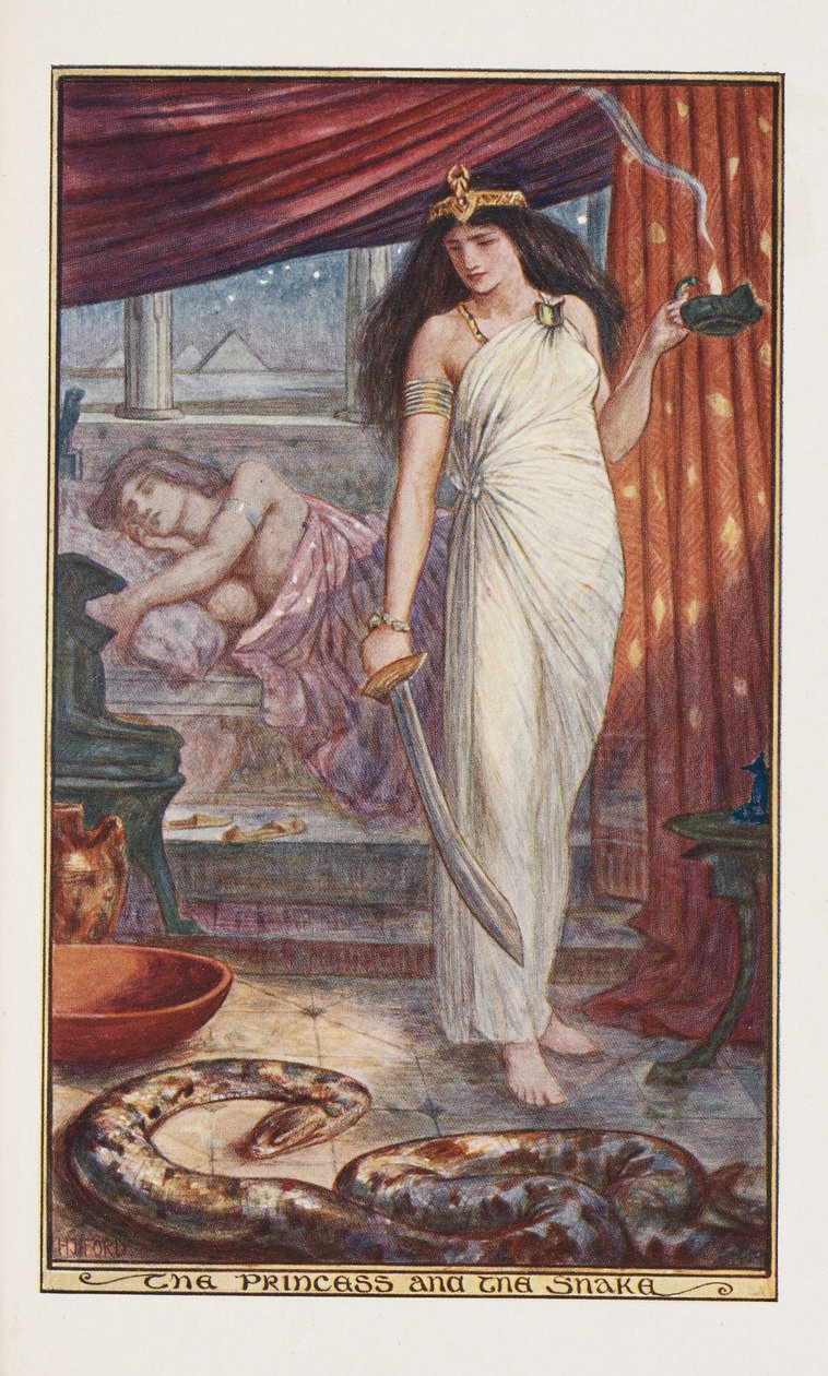 La principessa e il serpente, illustrazione da The Brown Fairy Book di Andrew Laing, 1904 da Henry Justice Ford