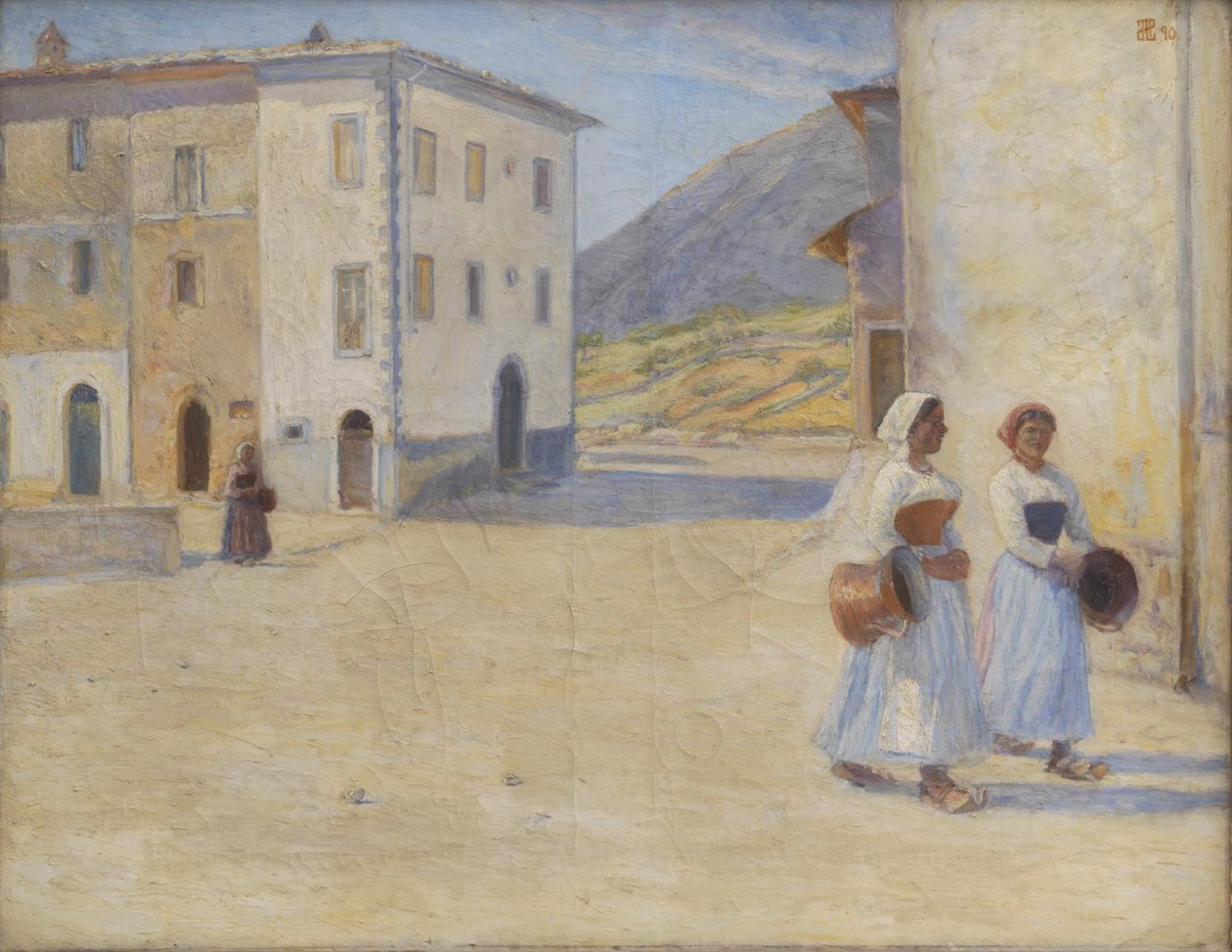 Ragazze in cammino verso il pozzo per l