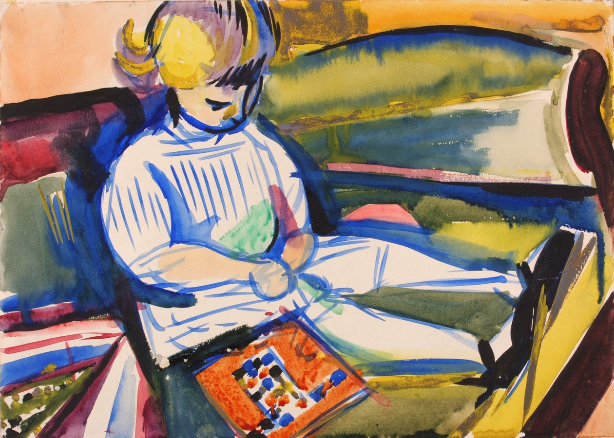 Bambino sul divano da Henry Lyman Saÿen