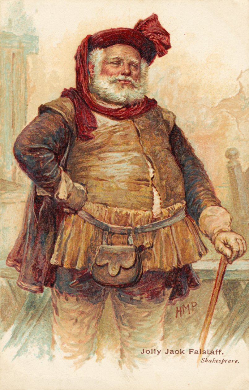 Il personaggio comico di William Shakespeare Sir John Falstaff (stampa) da Henry Marriott Paget