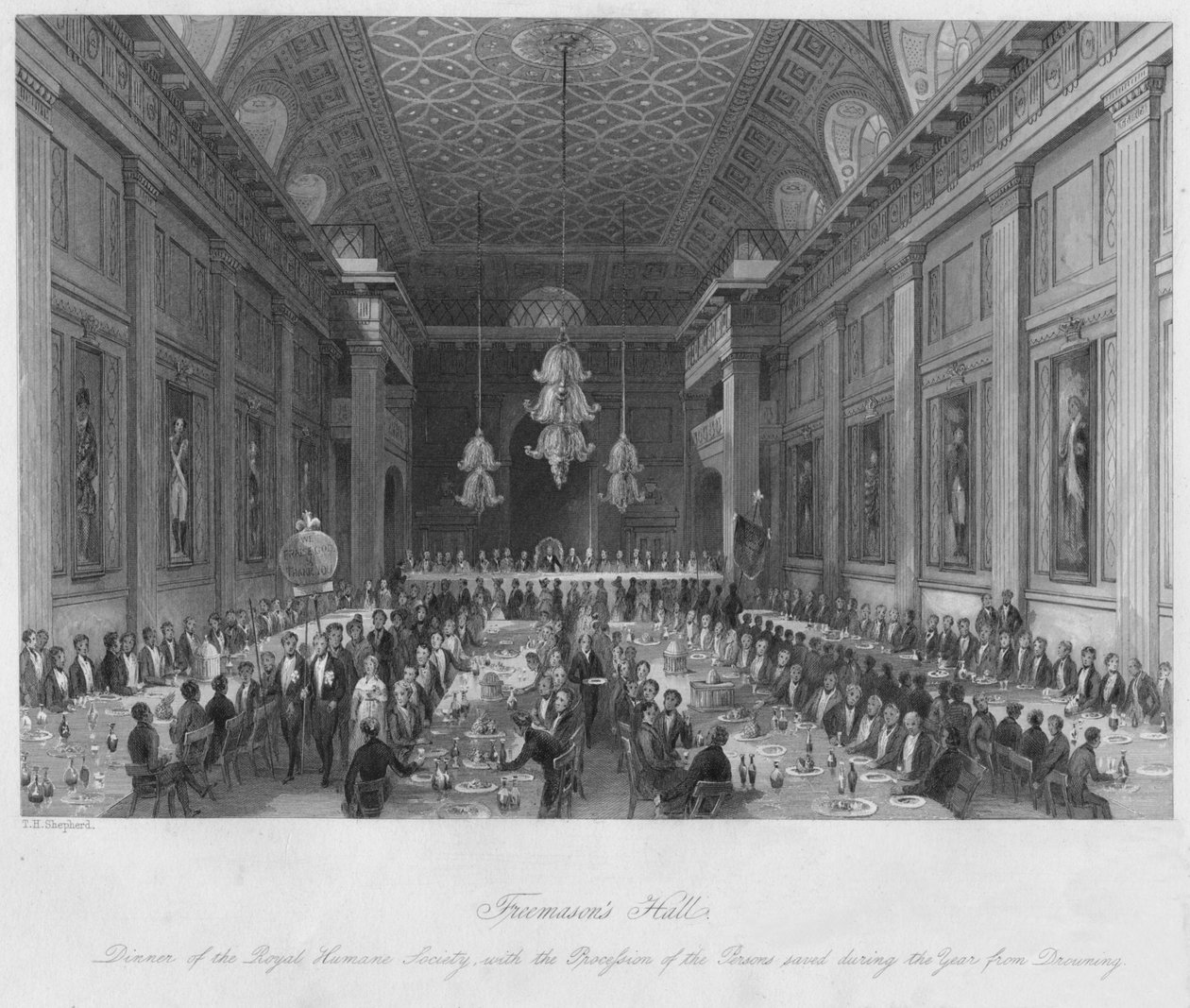 Sala dei Massoni, c1841 da Henry Melville