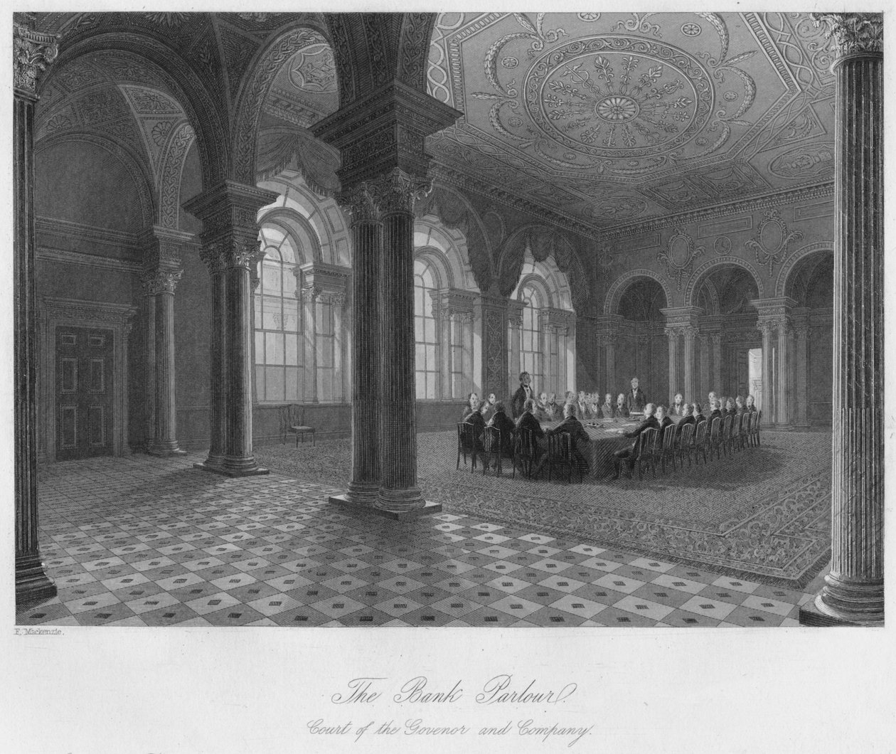 Il salone della banca. Corte del governatore e della compagnia, c1841 da Henry Melville