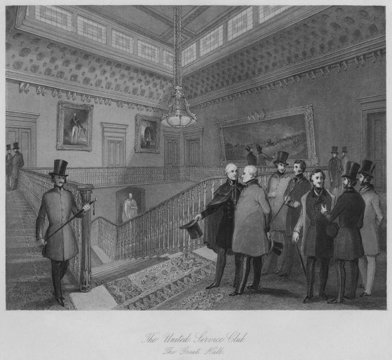 The United Service Club. La Grande Sala, c1841 da Henry Melville