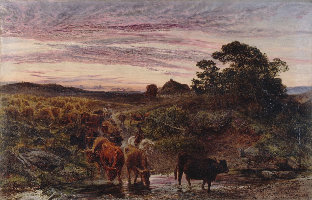 Bovini che guadano un ruscello da Henry Moore