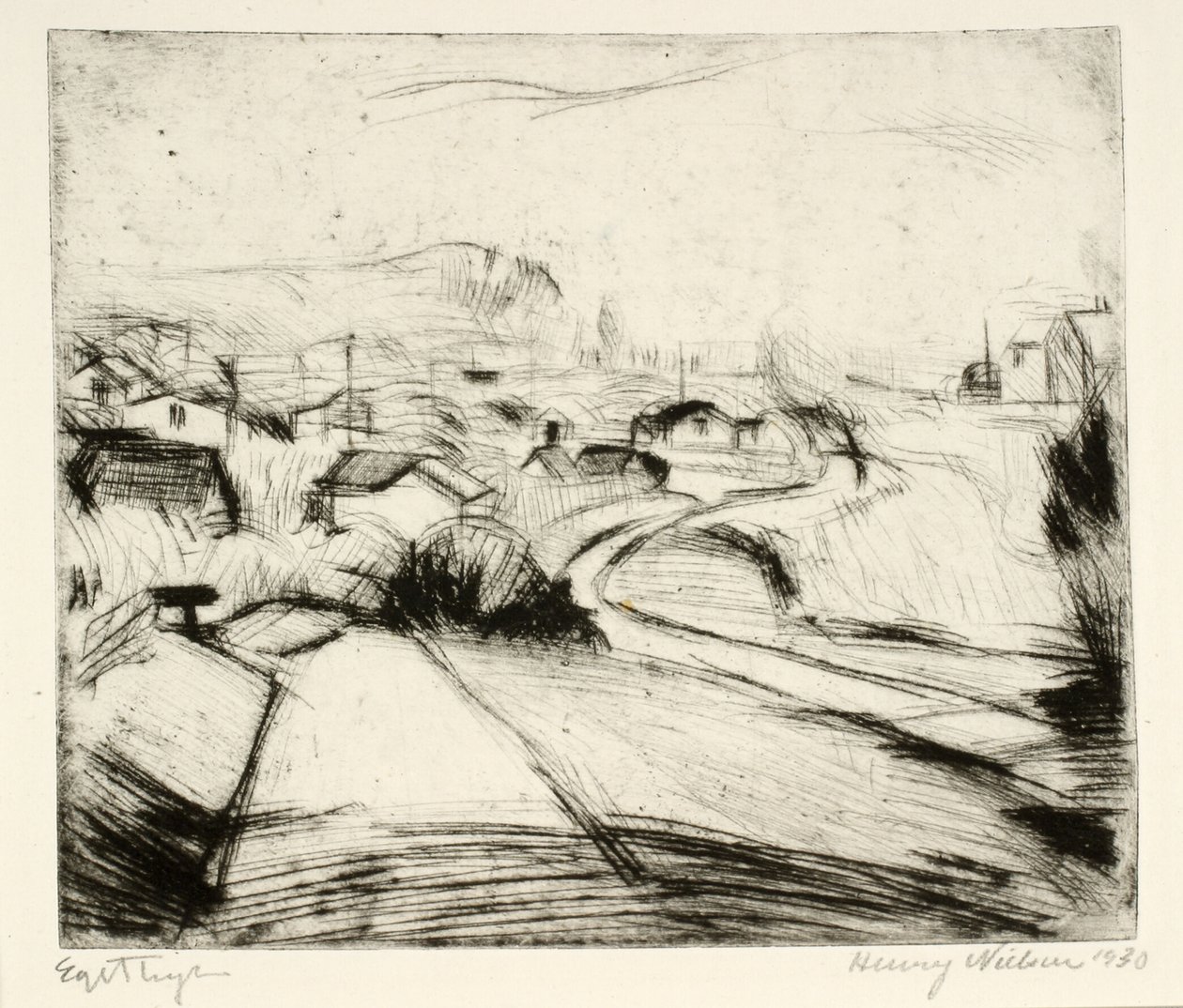 Paesaggio con strada e case da Henry Nielsen