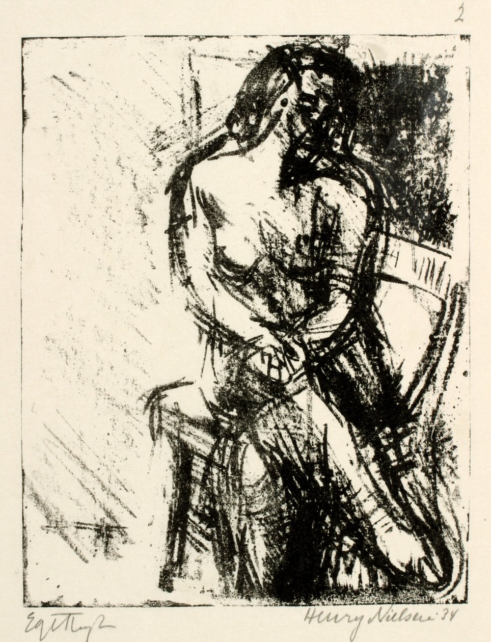 Modella femminile seduta da Henry Nielsen