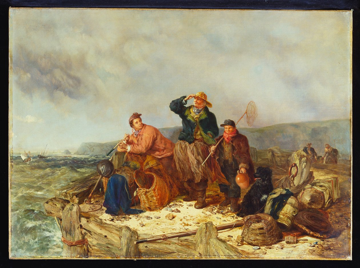 Pescatori su un molo durante una tempesta da Henry Parker