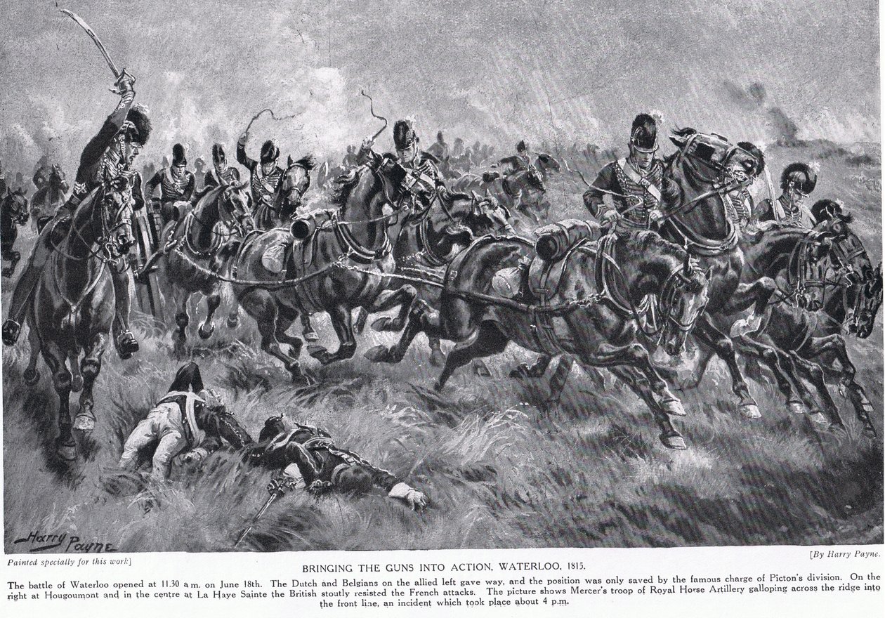 Portare i cannoni in azione, Waterloo, illustrazione da 