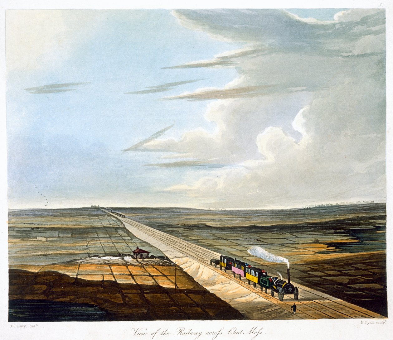 Veduta della ferrovia attraverso Chat Moss, Liverpool e Manchester Railway da Henry Pyall