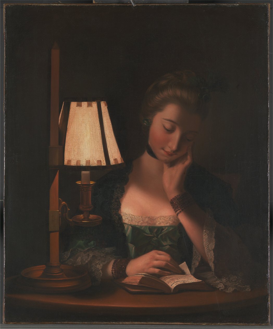 Donna che legge accanto a una campana di carta da Henry Robert Morland