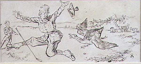 Il golfista attaccato, illustrazione da 