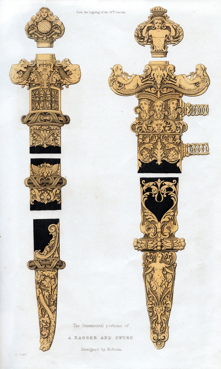 Pugnale e spada, inizio XVI secolo, 1843 da Henry Shaw