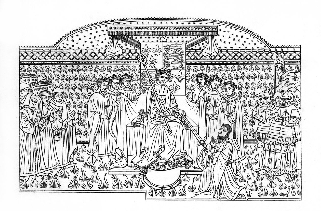 Re Enrico VI che presenta una spada al conte di Shrewsbury, c1445, 1843 da Henry Shaw