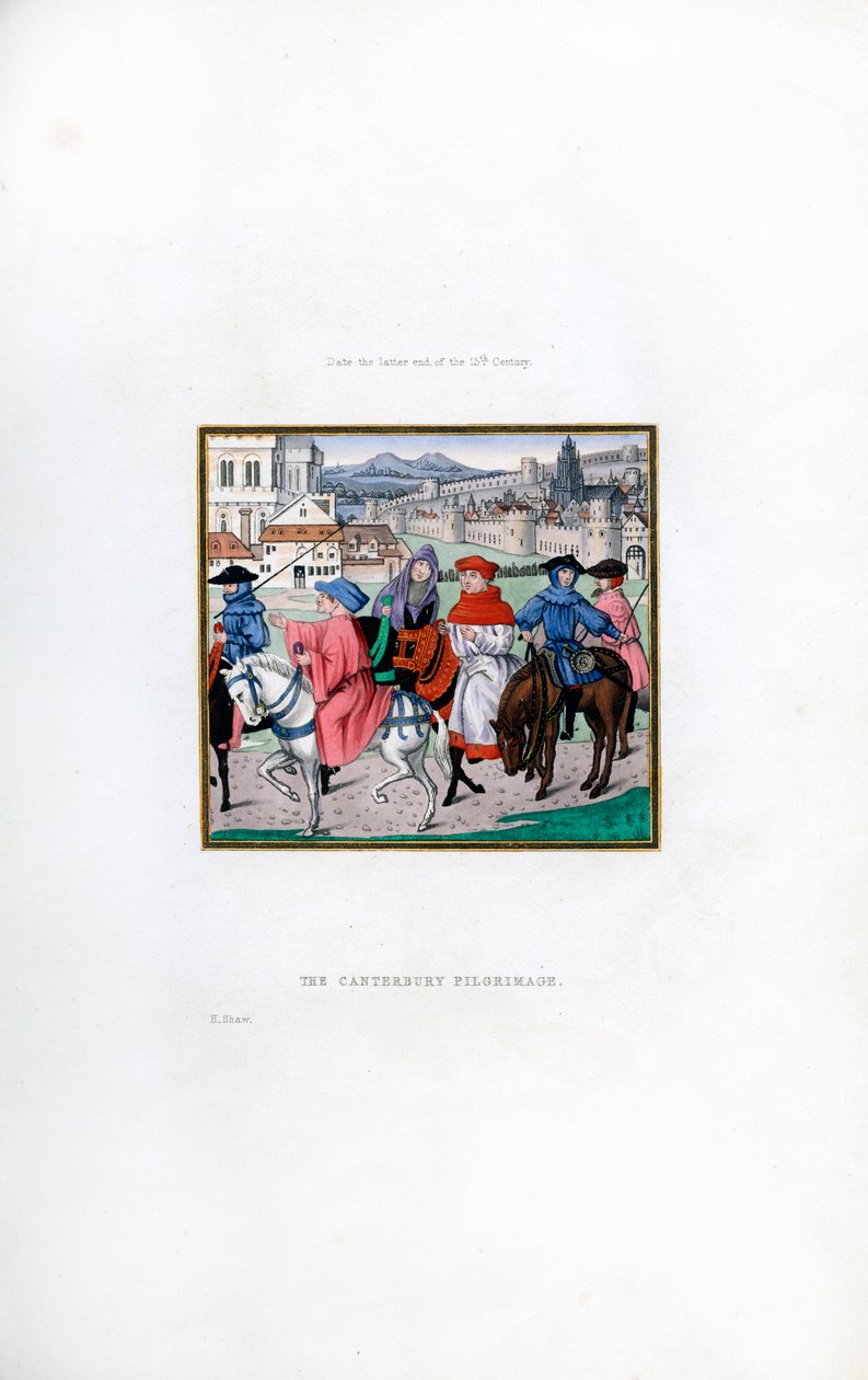Il pellegrinaggio di Canterbury, fine XV secolo, 1843 da Henry Shaw