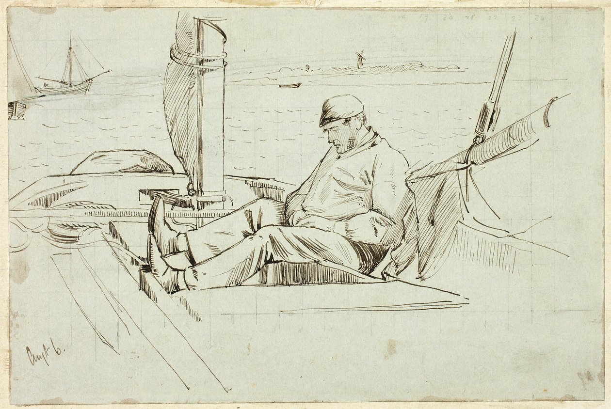 Uomo Seduto in una Barca a Vela da Henry Stacy Marks