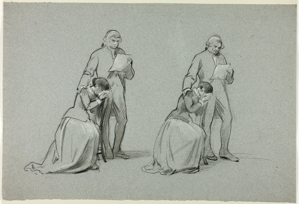 Due schizzi: Padre e figlia da Henry Stacy Marks