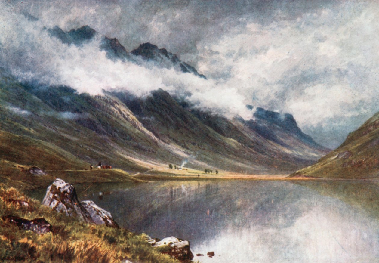 Loch Triochatan, ingresso di Glencoe, Argyllshire (litografia a colori) da Henry Sutton Palmer