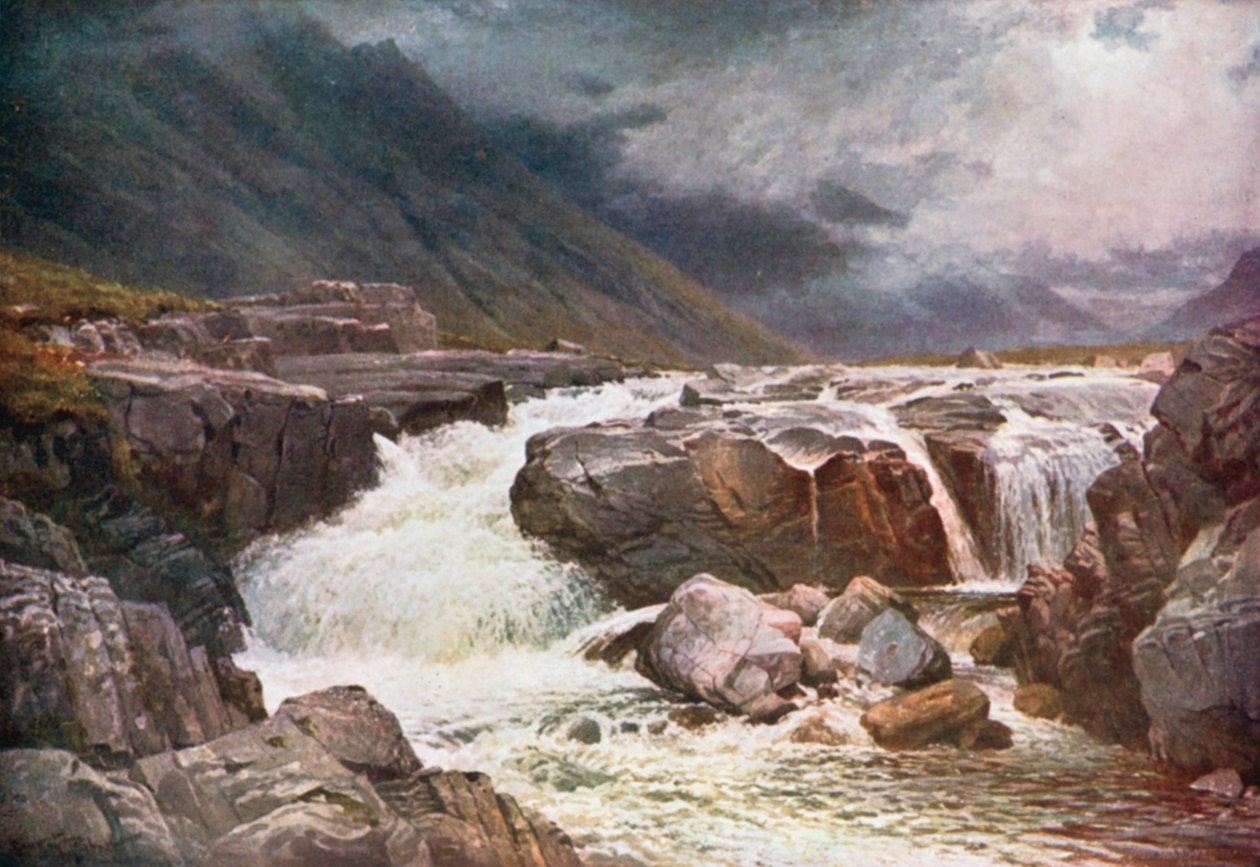 Fiume Coe, Glencoe, Argyllshire (litografia a colori) da Henry Sutton Palmer