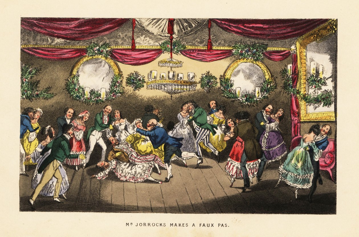 Ballerini che si scontrano durante un valzer a un ballo elegante a Parigi da Henry Thomas (after) Alken