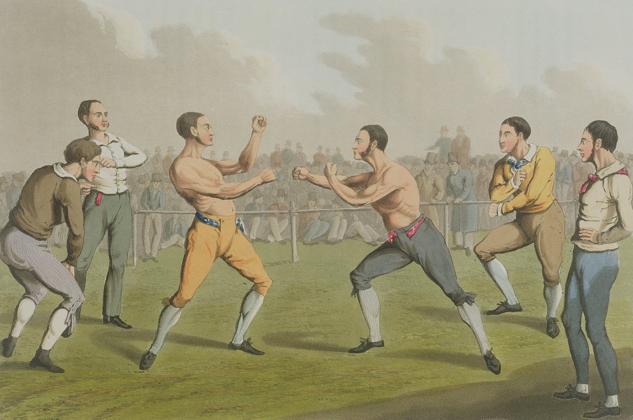 Un combattimento di pugilato, acquaforte di I. Clark, pubblicato da Thomas McLean, 1820 da Henry Thomas Alken