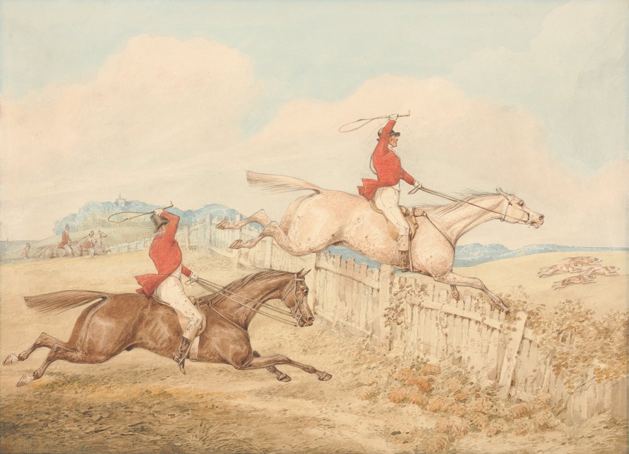 Salto di una staccionata di legno da Henry Thomas Alken