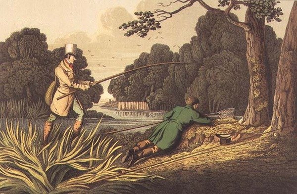 Pesca al luccio, acquaforte di I. Clark, pub. da Thomas McLean da Henry Thomas Alken