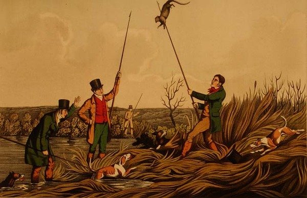 Caccia alla lontra con la lancia, pub. da Thomas McLean da Henry Thomas Alken