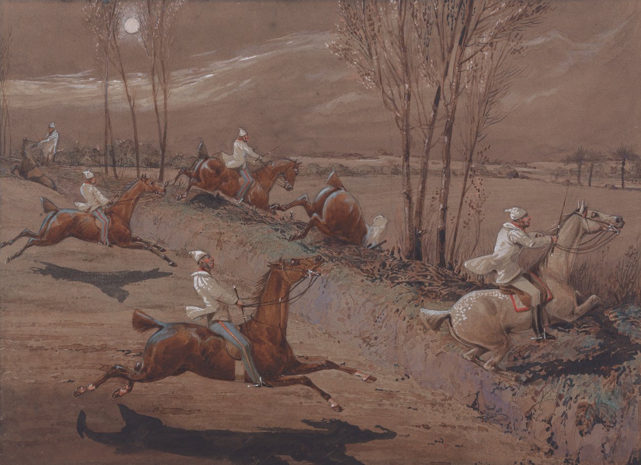 I cavalieri notturni di Nacton: Urrà! E via! Il grande campo vicino a Biles Corner da Henry Thomas Alken