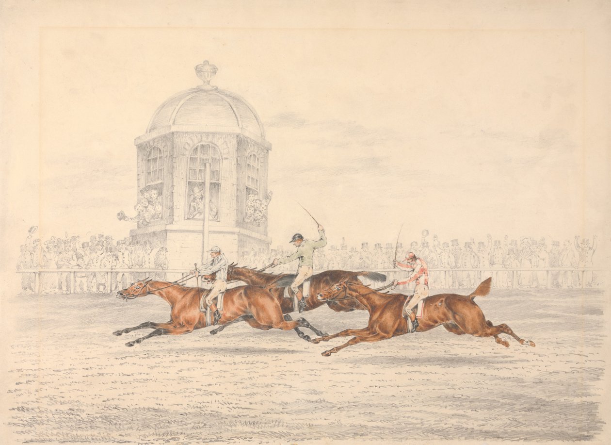 Il St. Leger, Doncaster: il traguardo da Henry Thomas Alken
