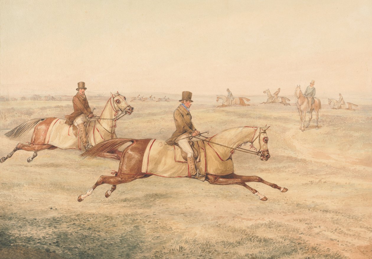Due cavalieri allenano cavalli al galoppo da Henry Thomas Alken