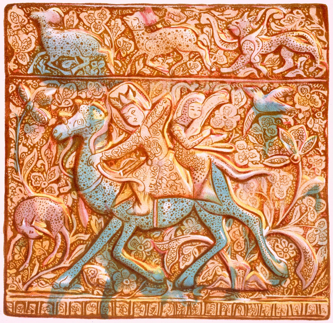Piastrella murale persiana lustro: un arciere sassanide a cavallo, XIX secolo da Henry Wallis