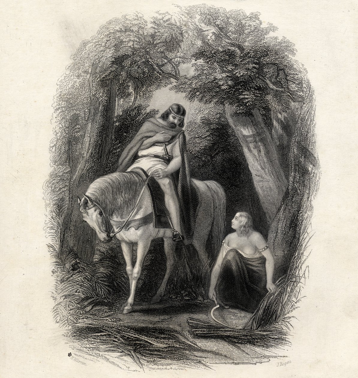Re Cormac (m.1138) e la bella Eithne, inciso da J.Rogers, da 