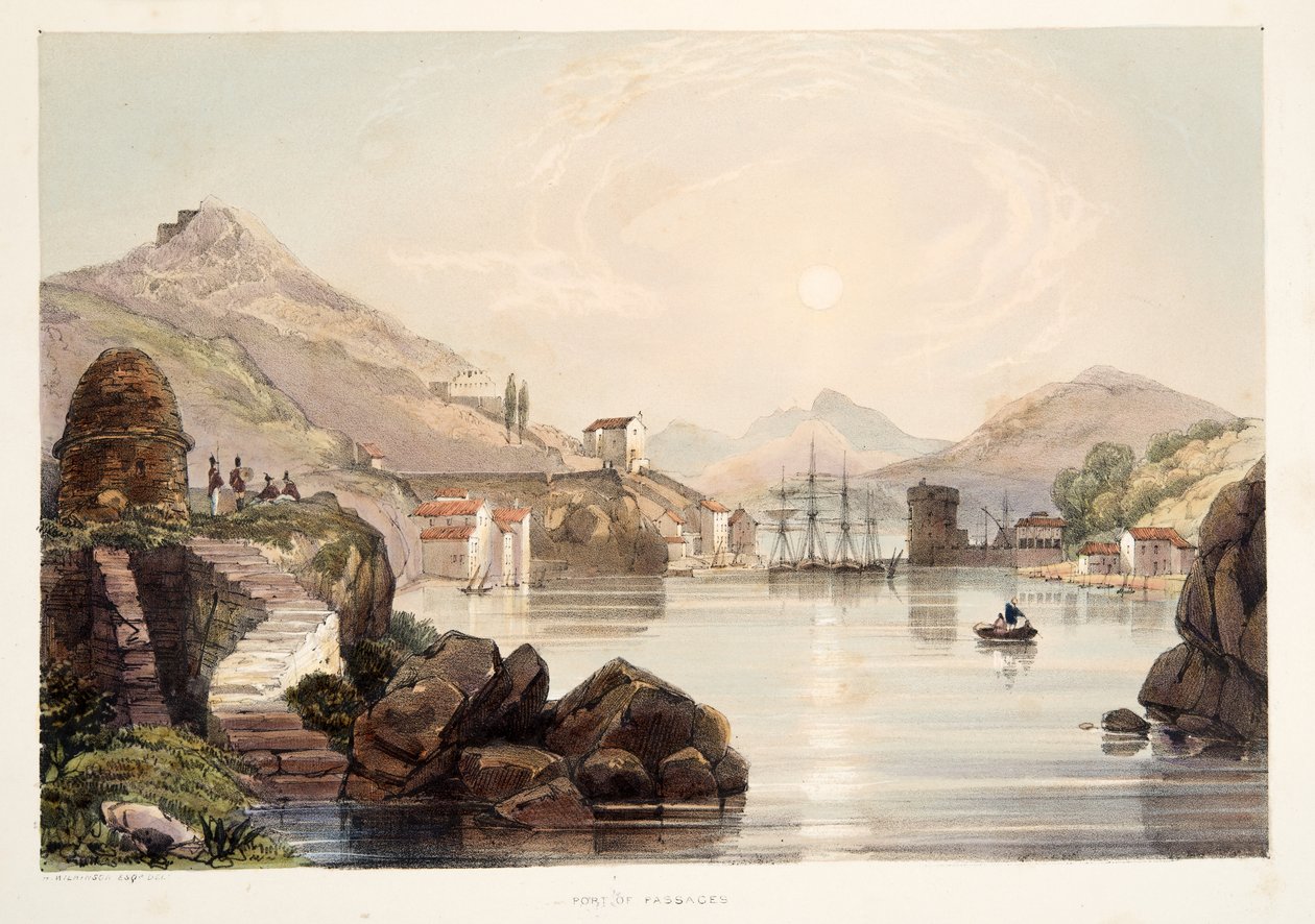 Porto di Passages, da Schizzi di paesaggi nelle province basche della Spagna, con una selezione di musica nazionale, pub. 1838 da Henry Wilkinson