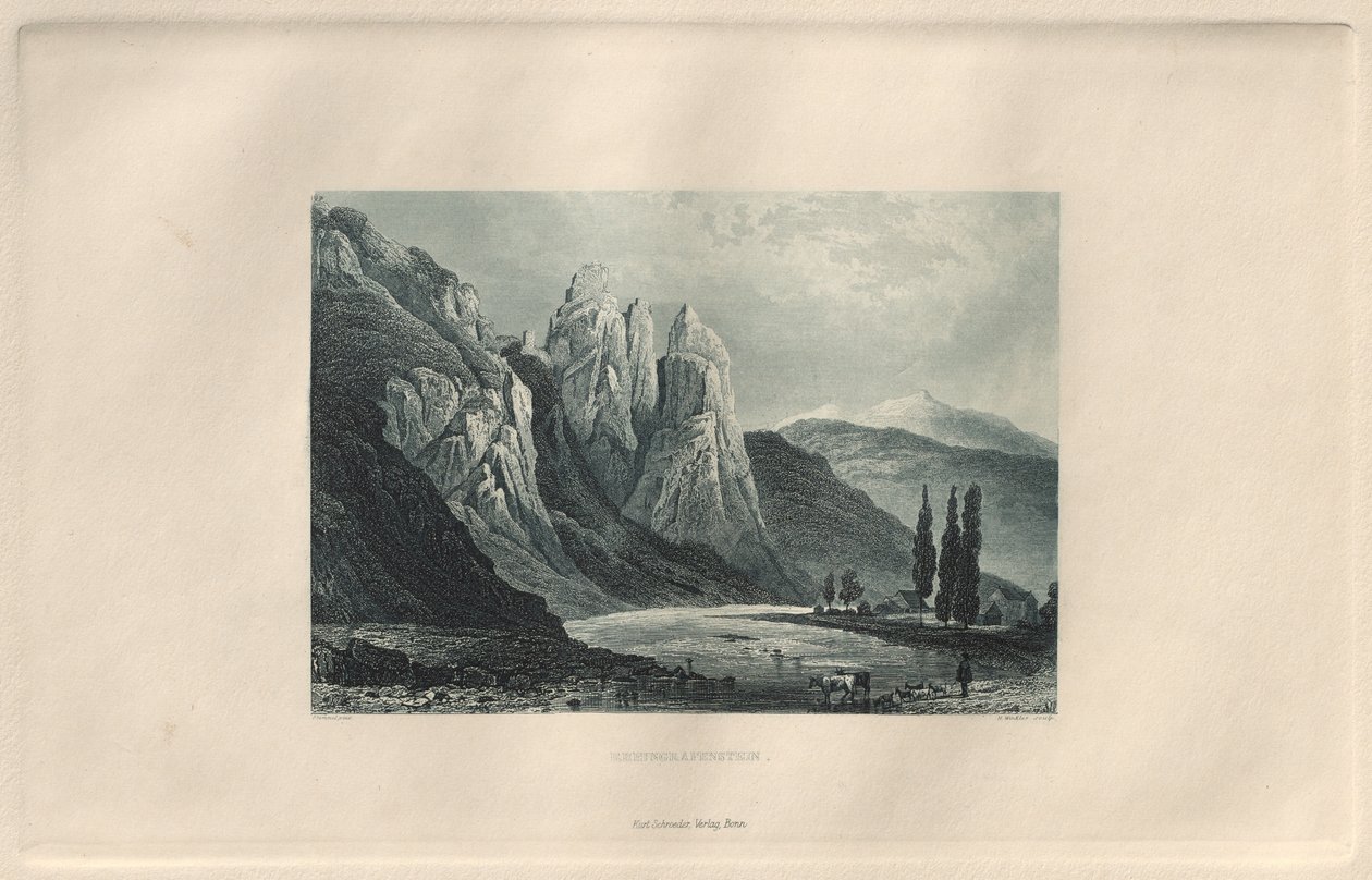 Das Malerische und Romantische Rheinland: Rheingrafenstein, 1928 da Henry Winkles