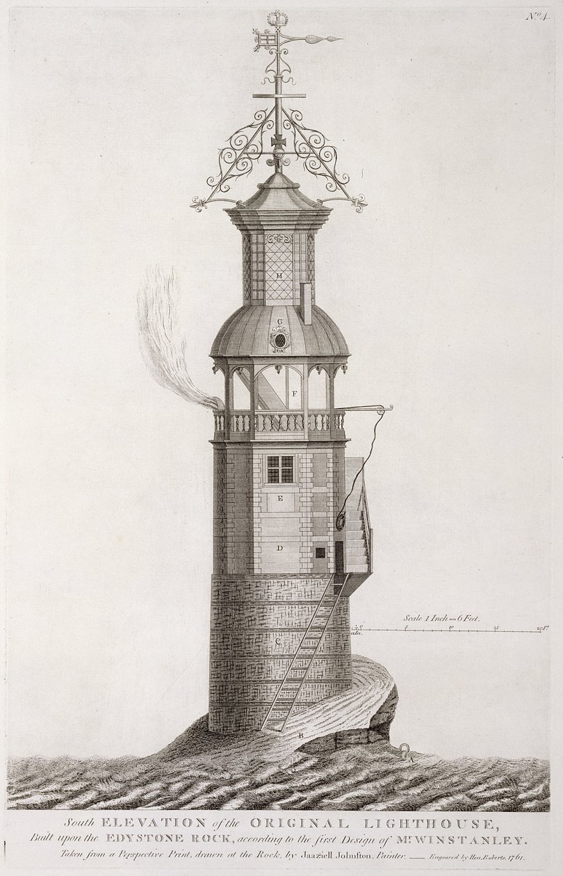 Faro di Edystone inciso da Henry Roberts, 1761 da Henry Winstanley
