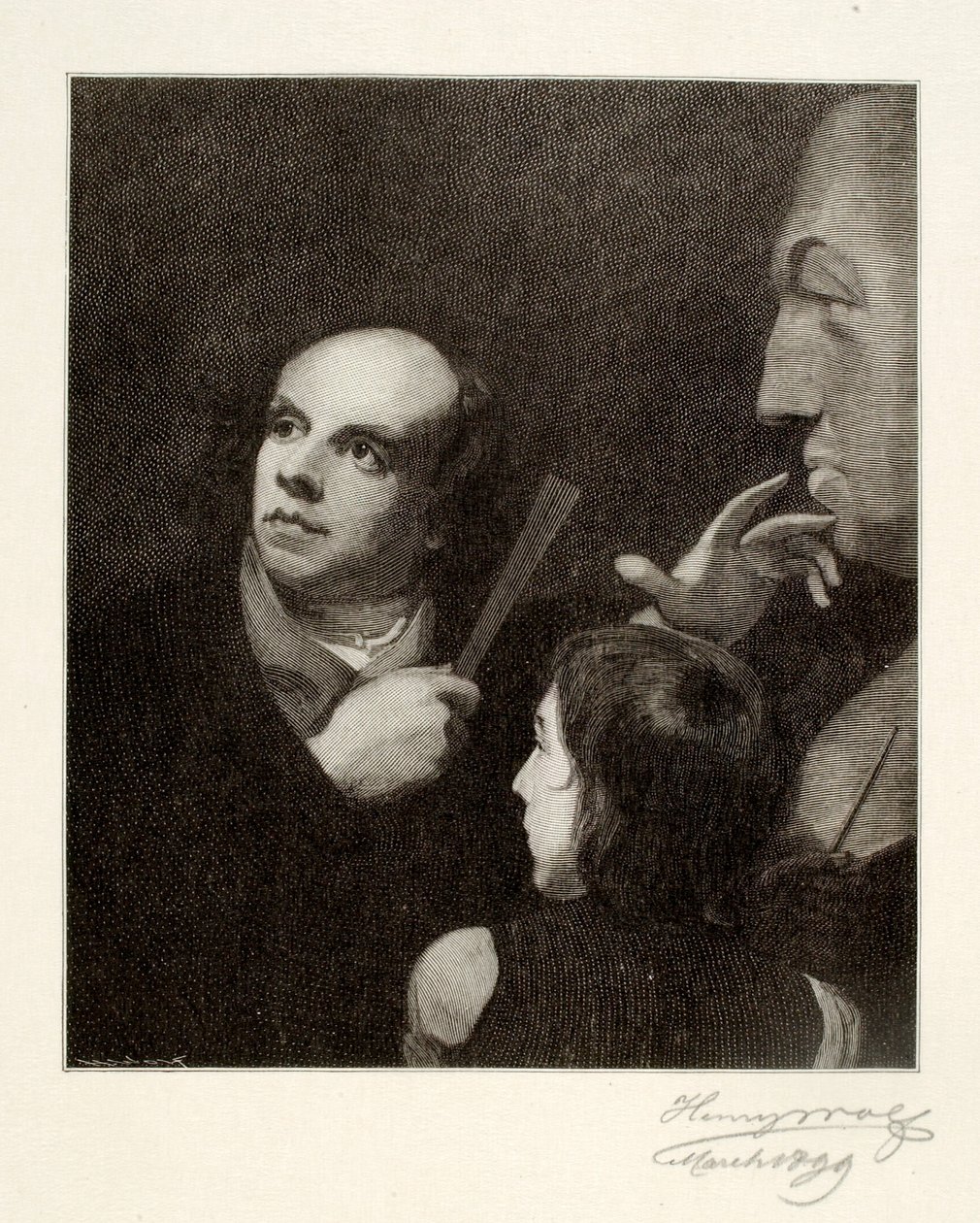 John Flaxman modella il busto di William Hayley da Henry Wolf