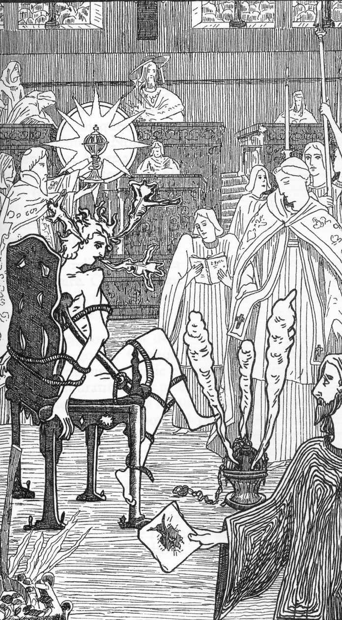 Rappresentazione di una cerimonia di esorcismo Disegno di Henry de Malvost da 