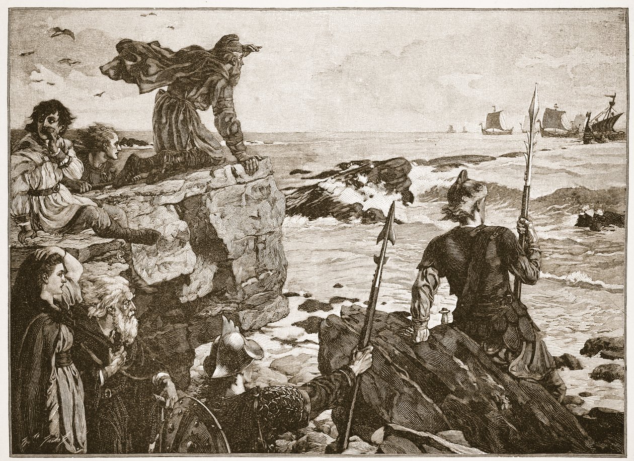 Come i Danesi risalirono il Canale mille anni fa, illustrazione da 