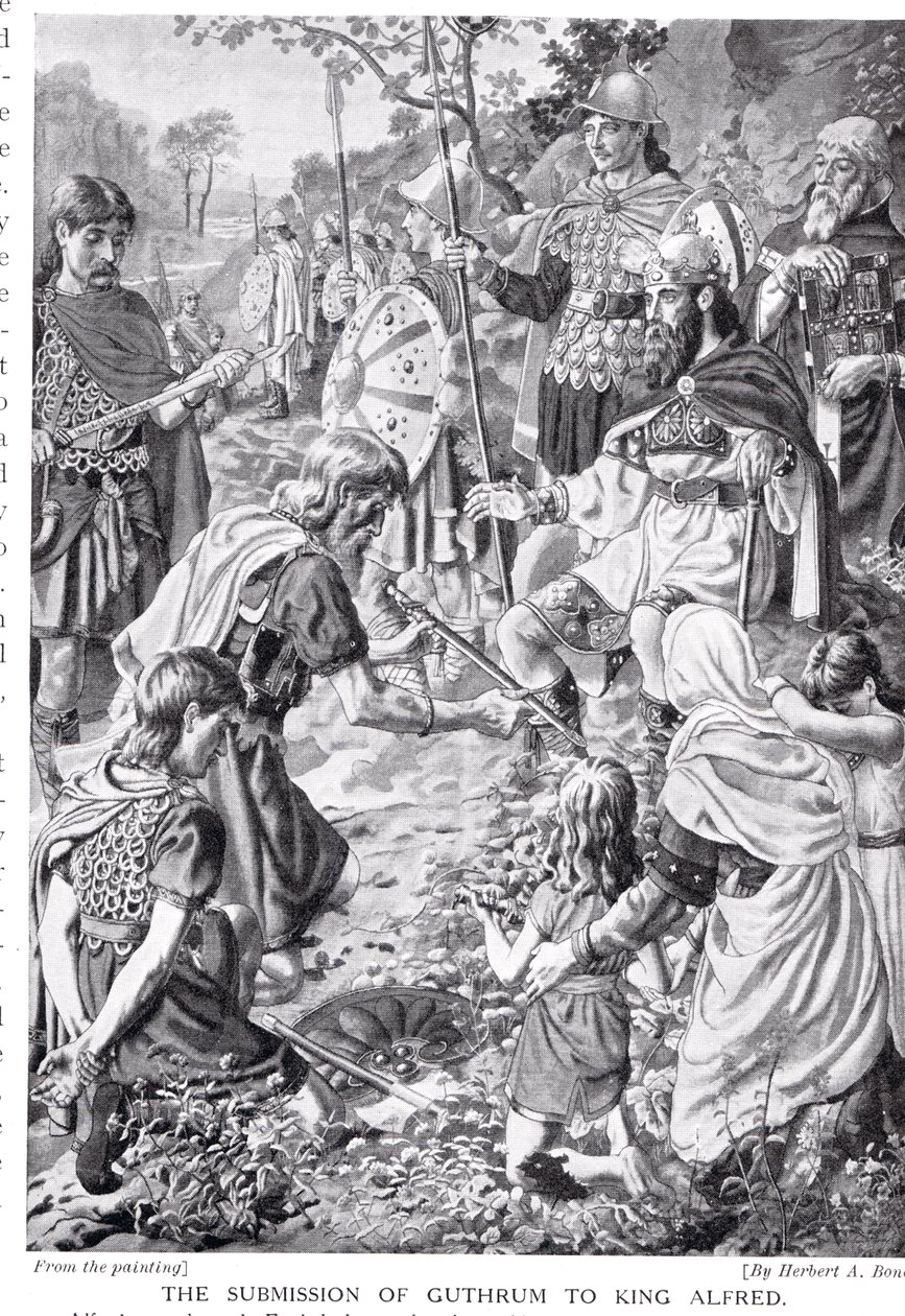 La sottomissione di Guthrum al re Alfredo, illustrazione da 