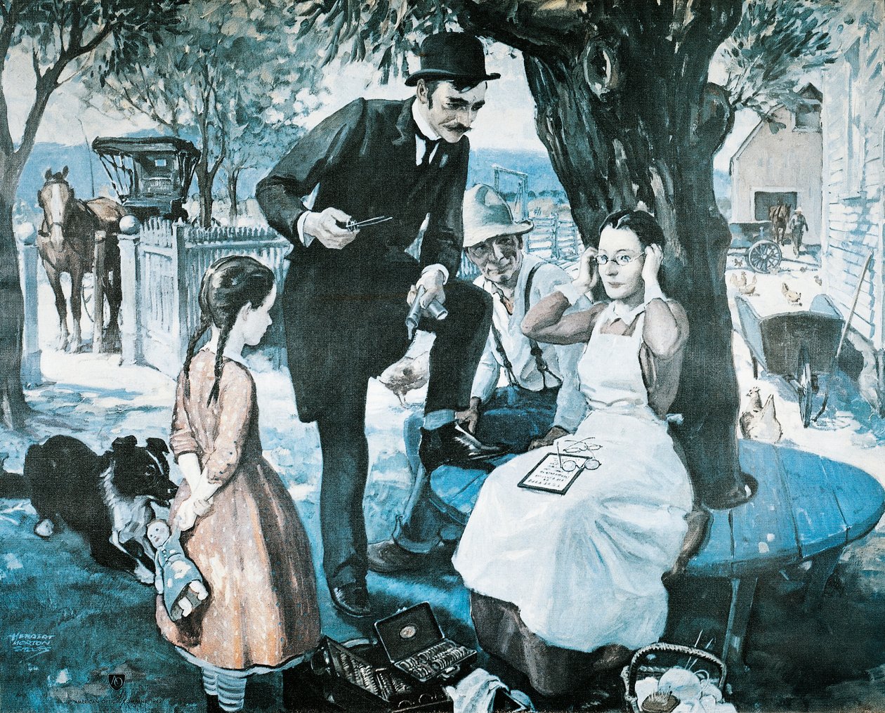 Il venditore di occhiali alla fine del 1800, pubblicità per la American Optical Company da Herbert Morton Stoops